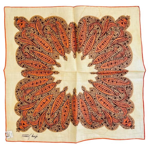 Vintage Tammis Keefe Handkerchief Persian Pickle Paisley Empire Near East READ - Picture 1 of 12